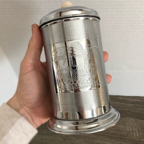 Vtg Chrome Preserve Jar with Cream Knob - Picture 5 of 11